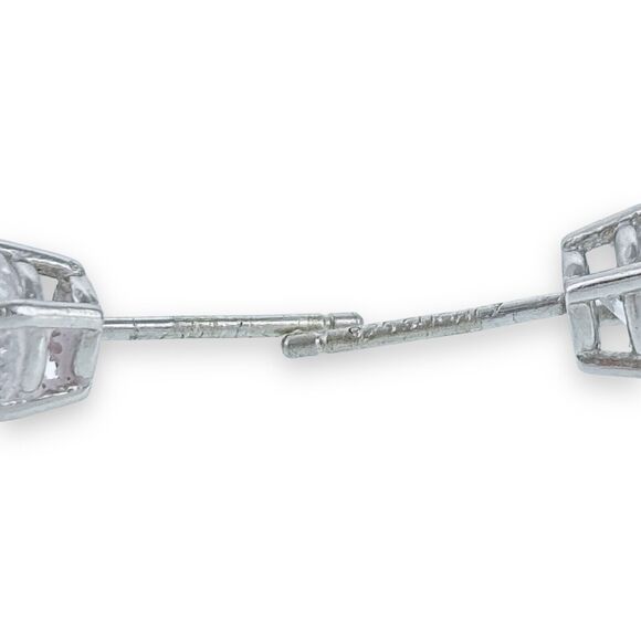 Vintage SU Sterling Silver 925 5mm Round Cubic Zirconia Stud Earrings - Picture 3 of 4